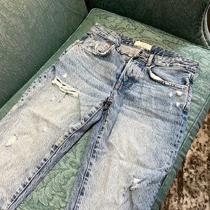 Free people low waist cut off loose rip jeans